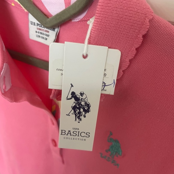 US Polo Assn Girls Top 8-9 Y Pink Polo Logo Embroidered Short Sleeve Collar new - Picture 7 of 17